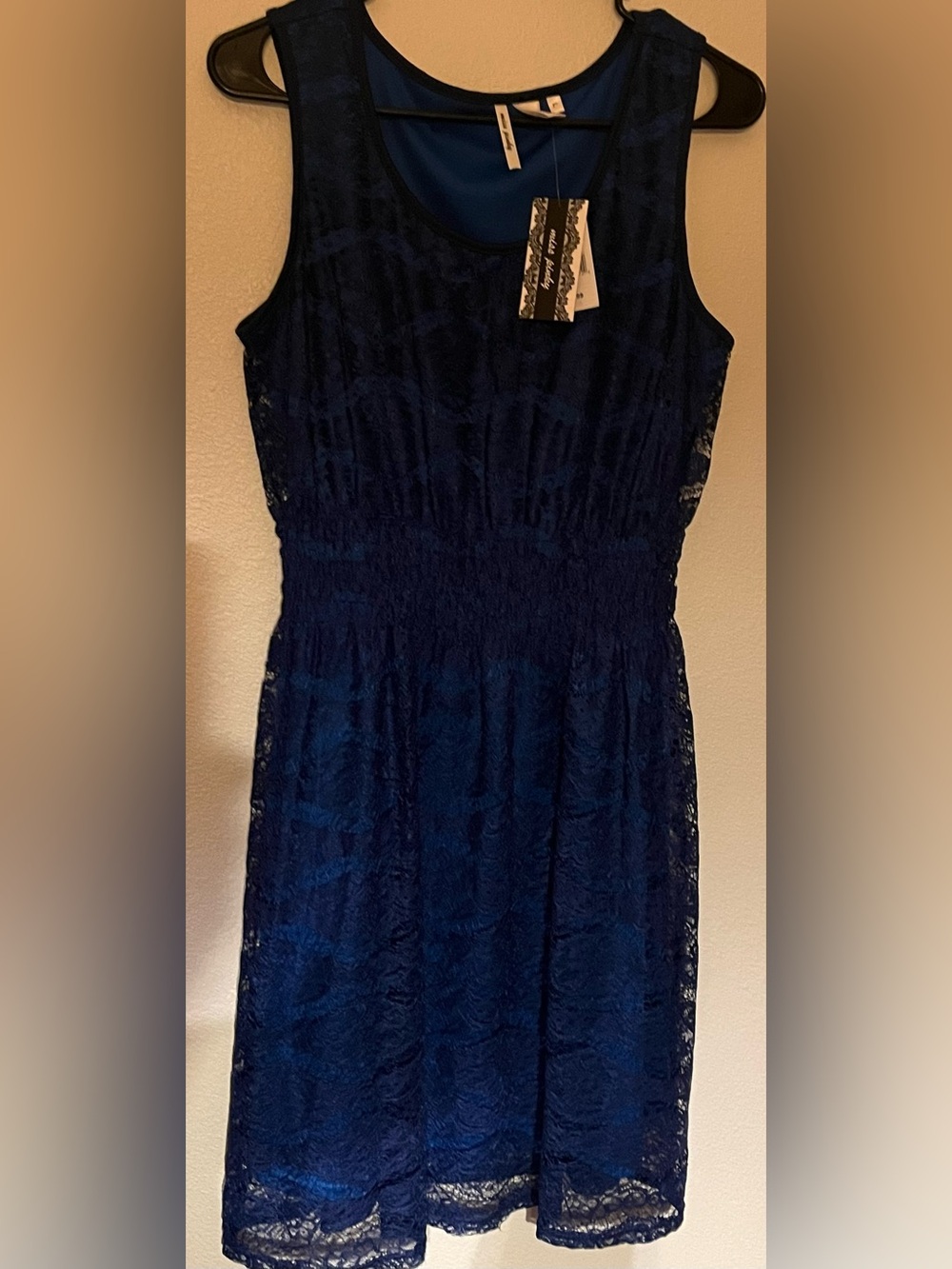 NWT Miss Pinky Royal Blue Lace Overlay Mini Dress